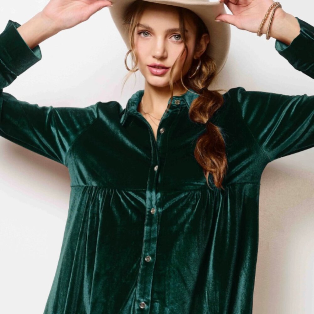 NWT‎ La Miel Velvet Shirt Style Dress
